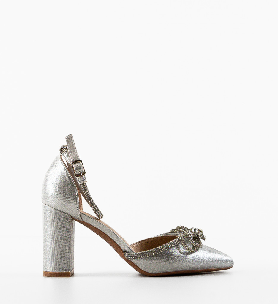 Pantofi cu toc Lester Argintii - Eleganță și Stil - imagine 4