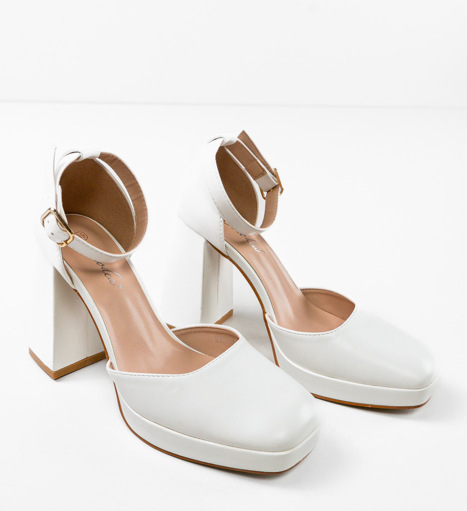 Pantofi Dama Flynn Albi cu Toc Eleganți - imagine 13