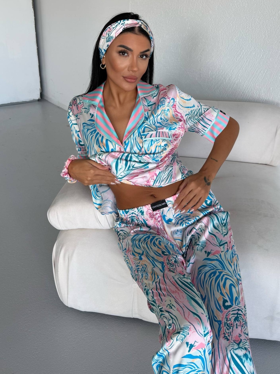 Set Pijama Dama 2 Piese Delis Satin Mat - imagine 2