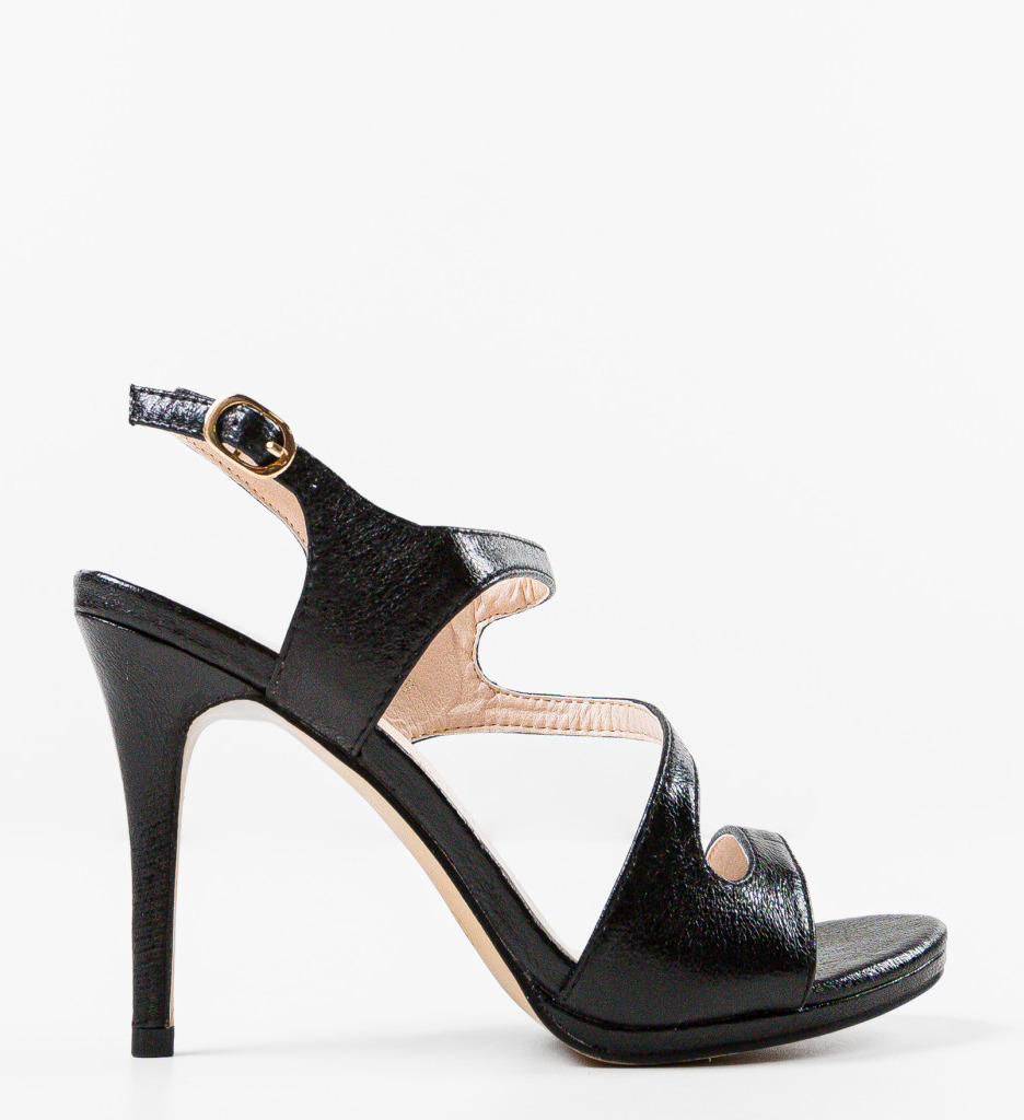Sandale Dules Negre cu Toc Elegant - imagine 5