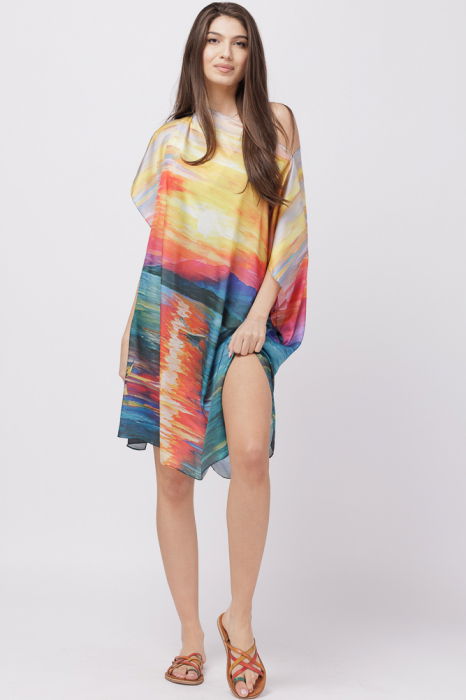 Rochie Poncho Plajă Shopika | Imprimeu Apus