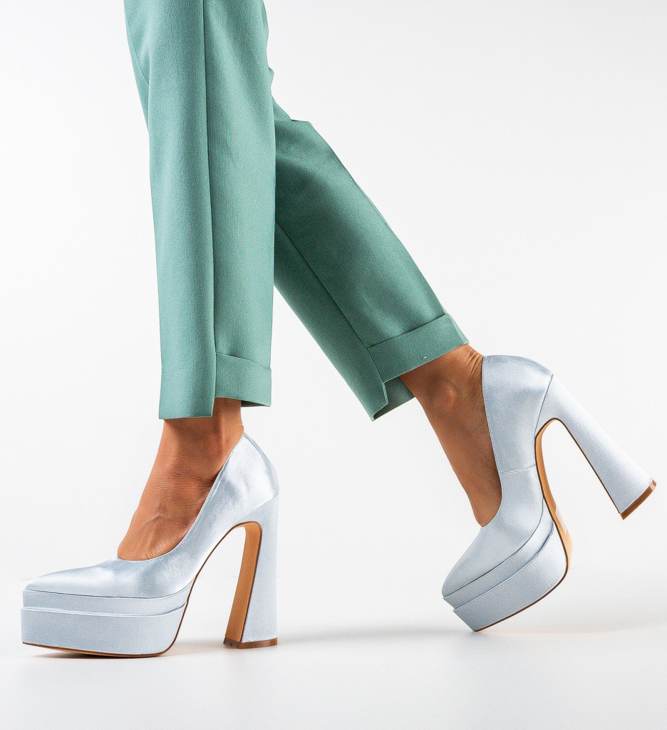 Pantofi Carweb Argintii Eleganți cu Toc - imagine 3