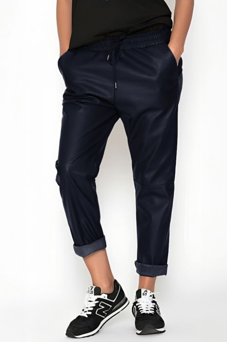 Pantaloni Piele Ecologică Bleumarin Shopika