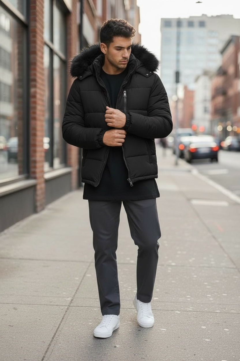 Geaca Barbati Iarna Imblanita Neagra - Stil si Căldură - imagine 2