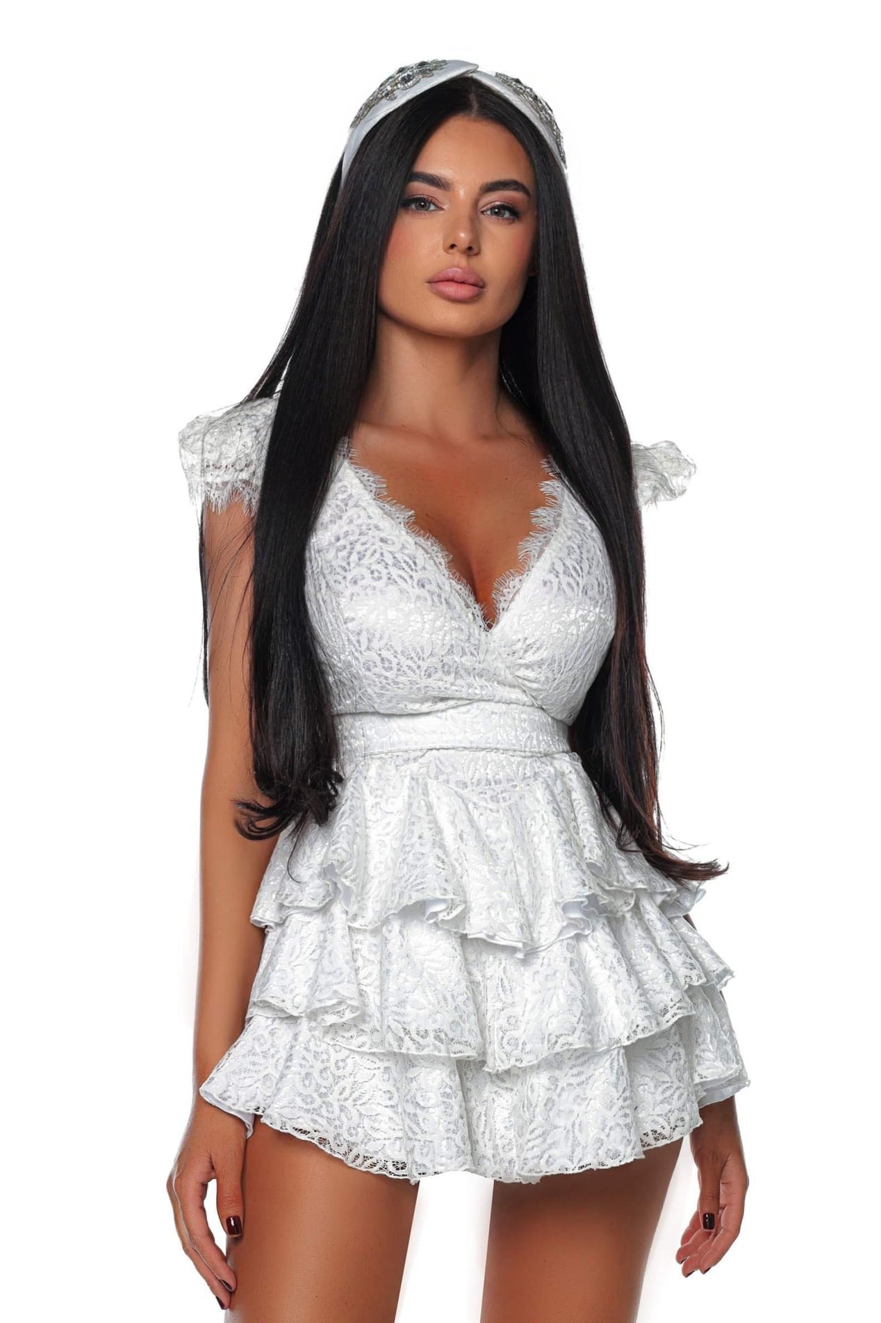 Rochie Dantela cu Volane | Secret Sale