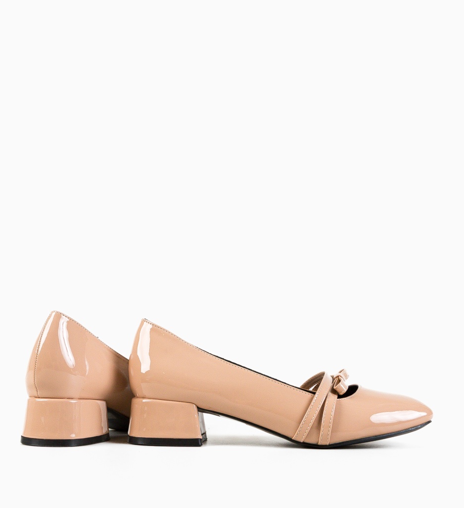 Pantofi dama Tospe Bej cu toc elegant - imagine 6