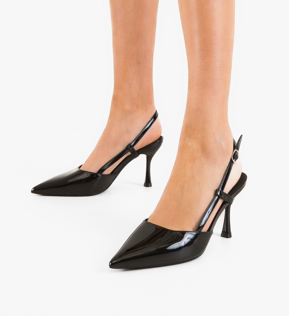 Pantofi Ohca Negri Eleganți cu Toc - imagine 3