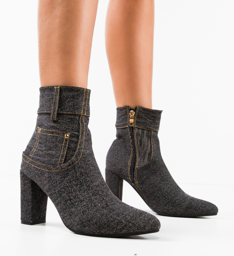 Botine Dama Jean Negre | Design Casual Modern - imagine 2
