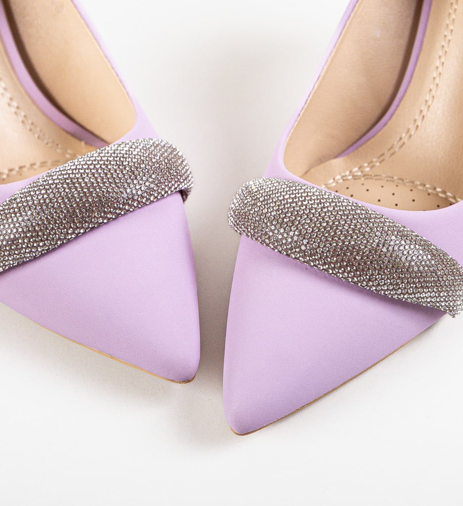 Pantofi dama Kadar Mov eleganți cu toc - imagine 13