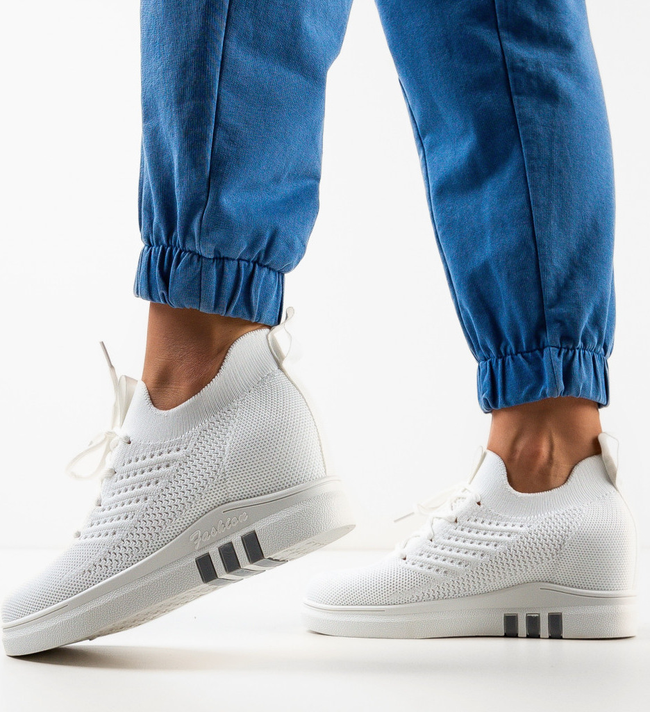 Sneakers Staplic Dama Albi - Confort și Stil