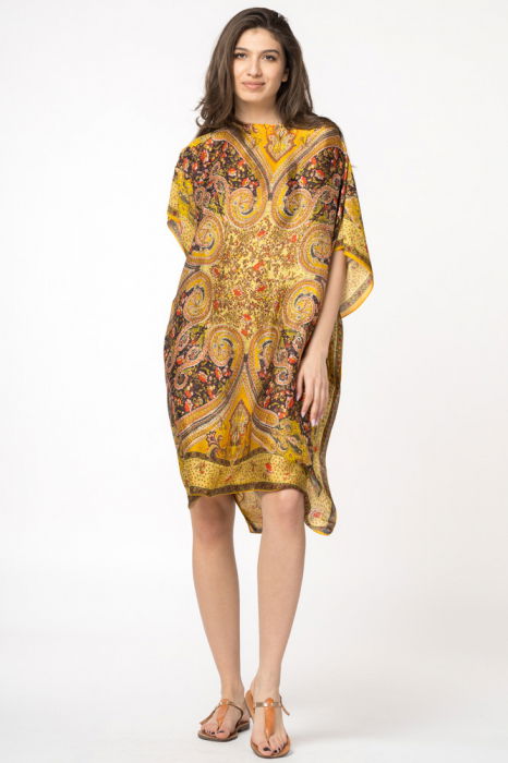 Poncho Plajă Shopika Mătase Galben - imagine 1
