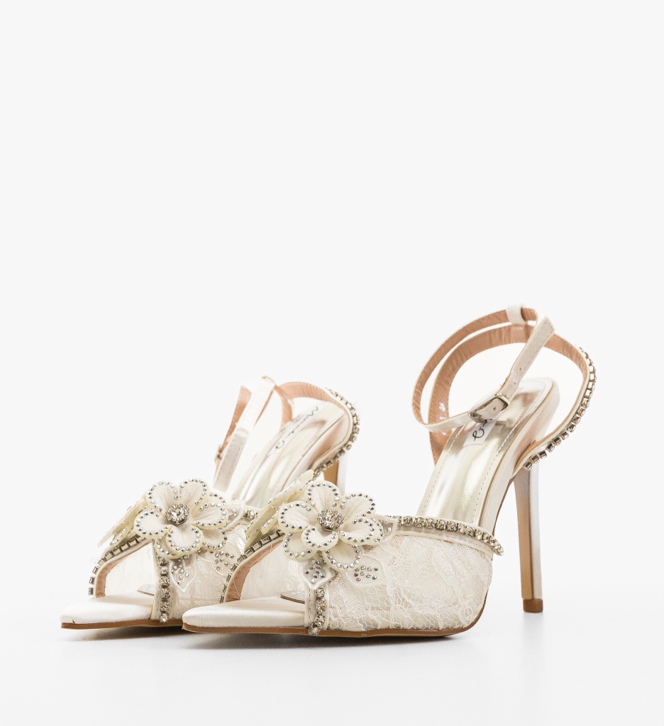 Sandale Kurtis Albe cu Toc Elegante - imagine 3