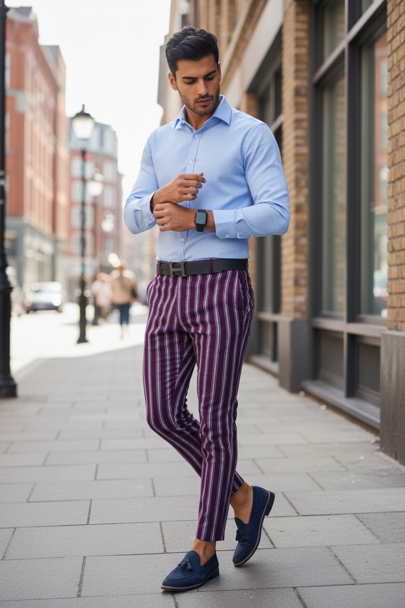 Pantaloni Eleganti Grena Barbati - Stil Office Modern - imagine 2