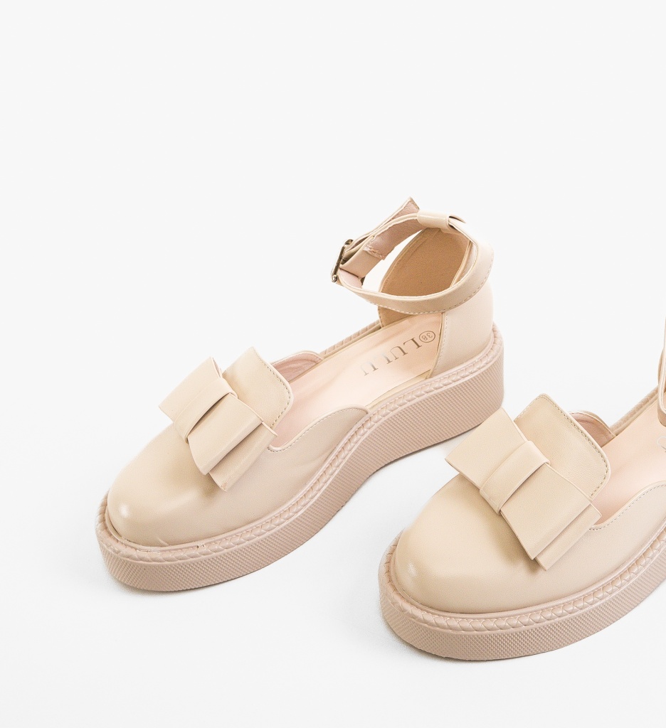Pantofi Casual Dama Bej Confortabili - imagine 3