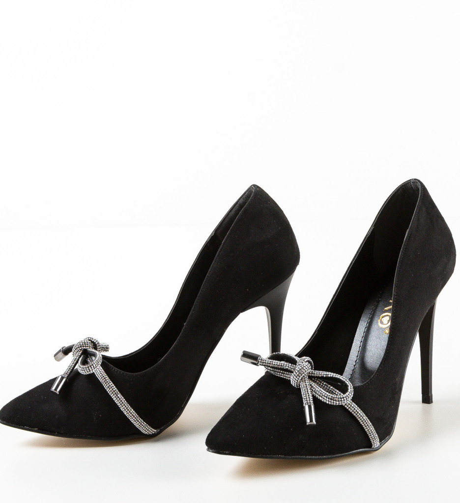 Pantofi Kroba Negri Eleganți cu Toc - imagine 5
