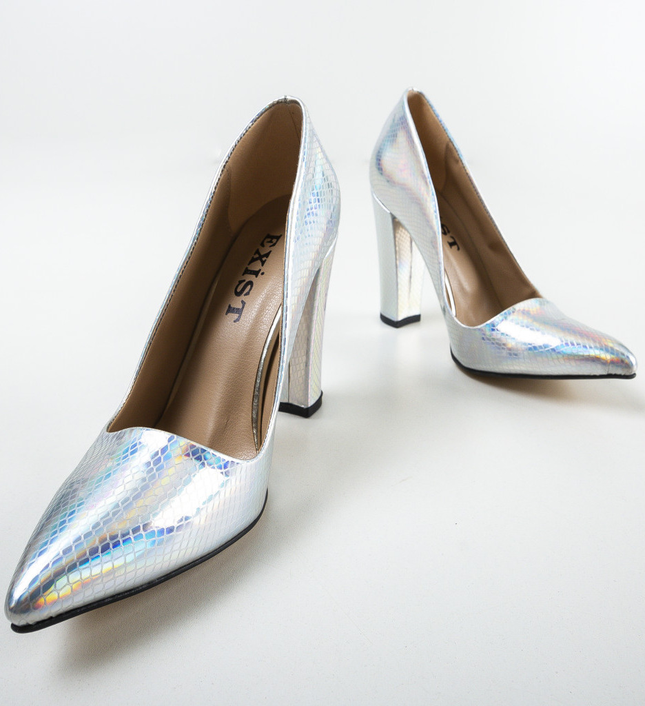 Pantofi cu Toc Soreen Argintii | Eleganță Asigurată - imagine 6