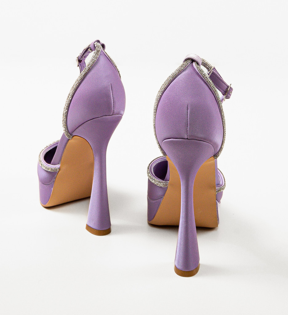 Pantofi Dama Jaleh Mov Eleganți cu Toc - imagine 7