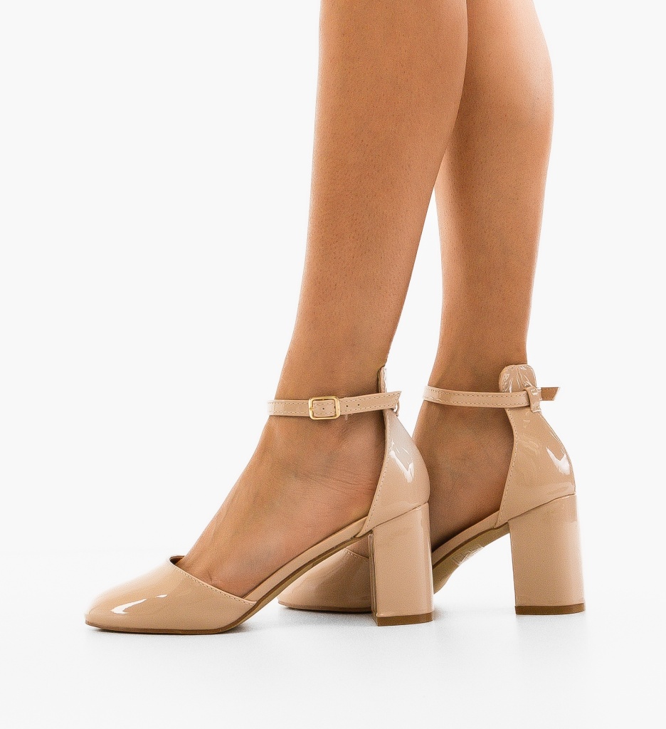 Pantofi Dama Peppre Bej cu Toc Eleganți - imagine 3