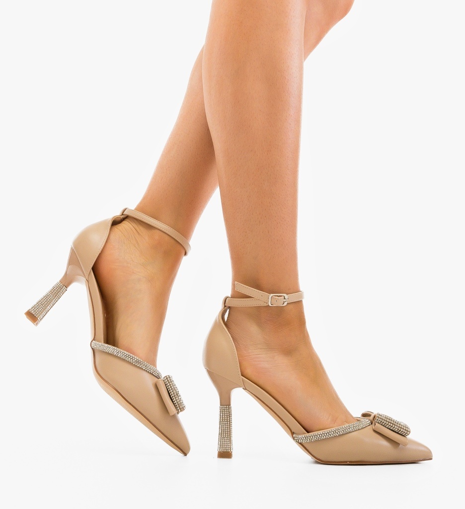Pantofi Stiletto Tauler Bej Eleganți