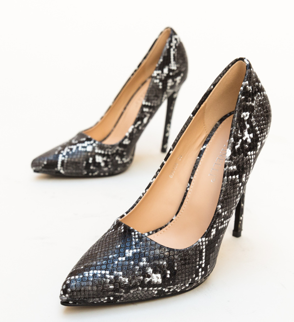 Pantofi Eylin Negri Eleganți cu Toc - imagine 4