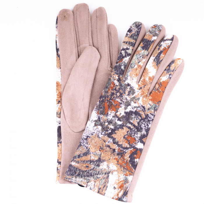 Manusi Dama Bej Floral Shopika | Touchscreen