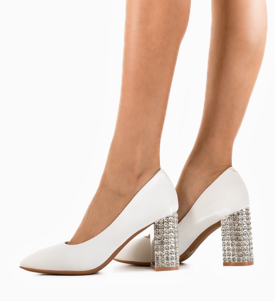 Pantofi Dama Vodal Albi Eleganți cu Toc