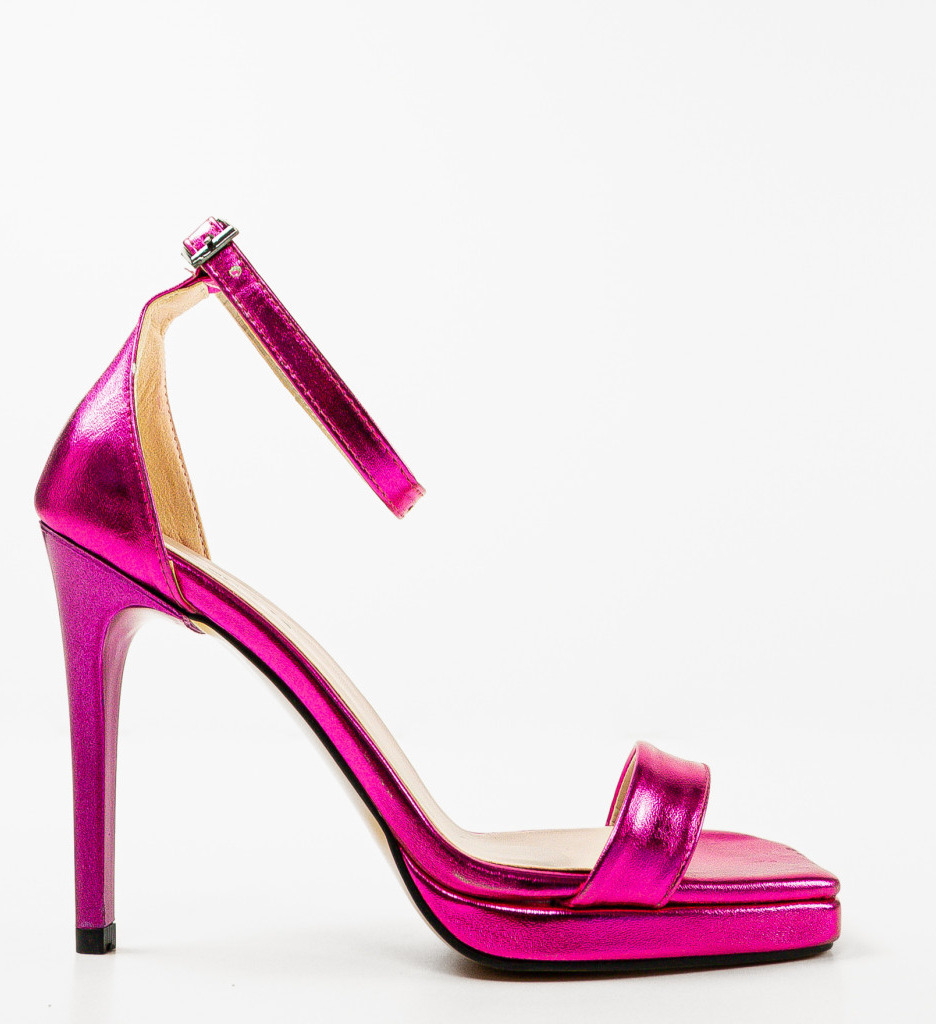 Sandale Dama Grigo Fuchsia cu Toc Elegant - imagine 4