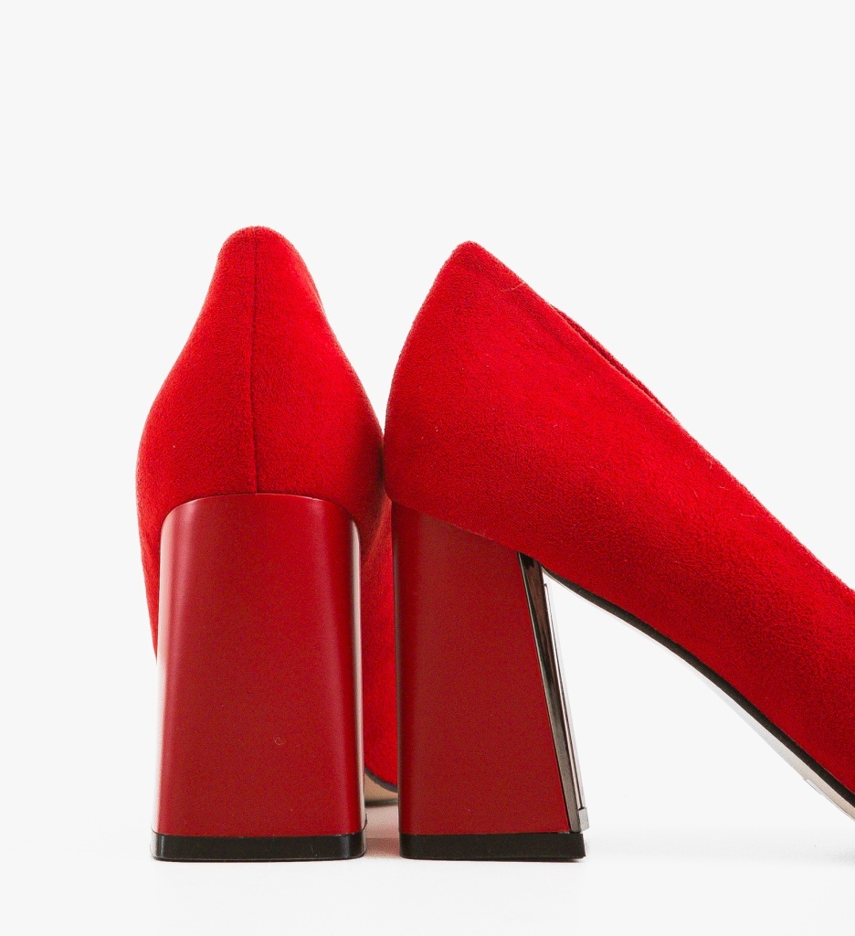 Pantofi Dama Nimua Rosii cu Toc Eleganți - imagine 2