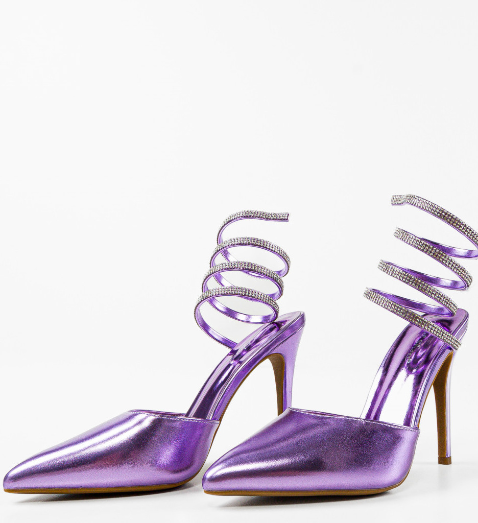 Pantofi dama Folami Mov eleganți cu toc