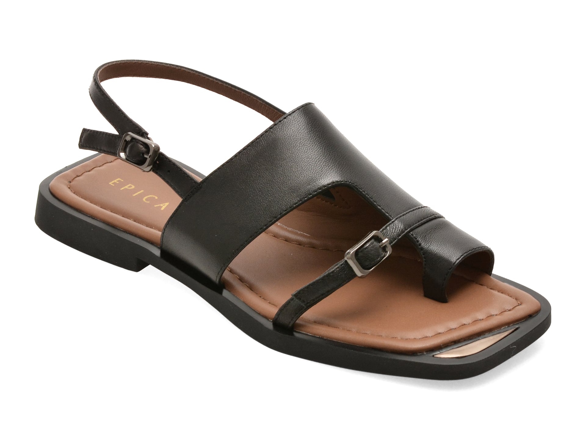 Sandale EPICA Negre D672 Piele Naturală