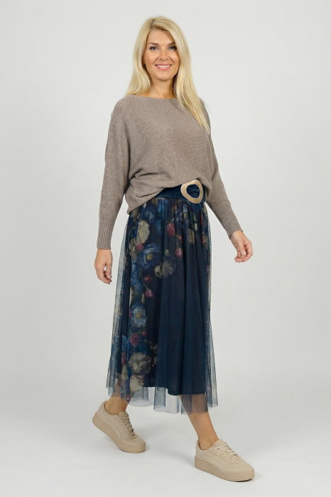 Fusta Clos Tulle Floral Bleumarin | Shopika