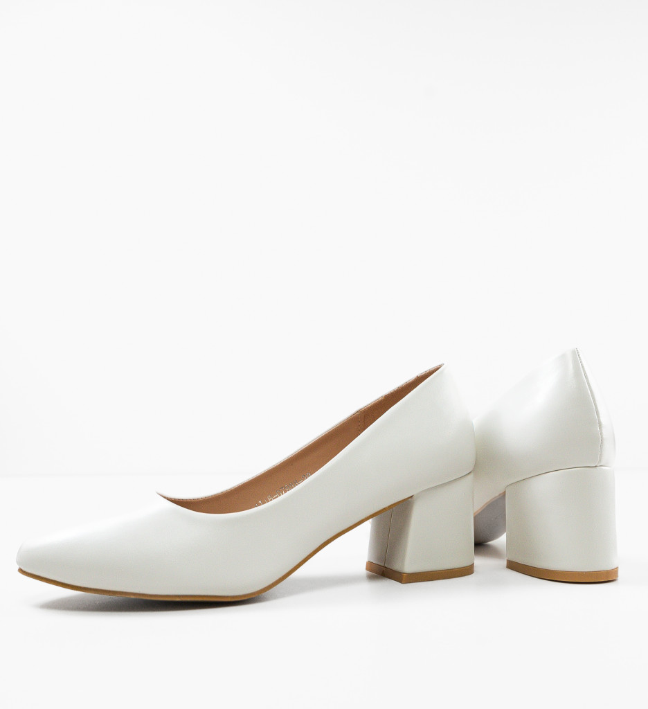 Pantofi Dama Cobb Albi cu Toc Eleganți - imagine 7