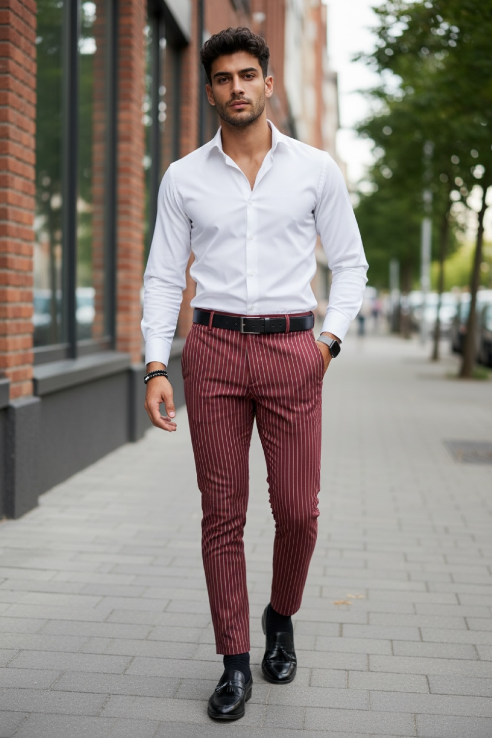 Pantaloni Eleganți Bărbați în Dungi - Stil Office - imagine 2