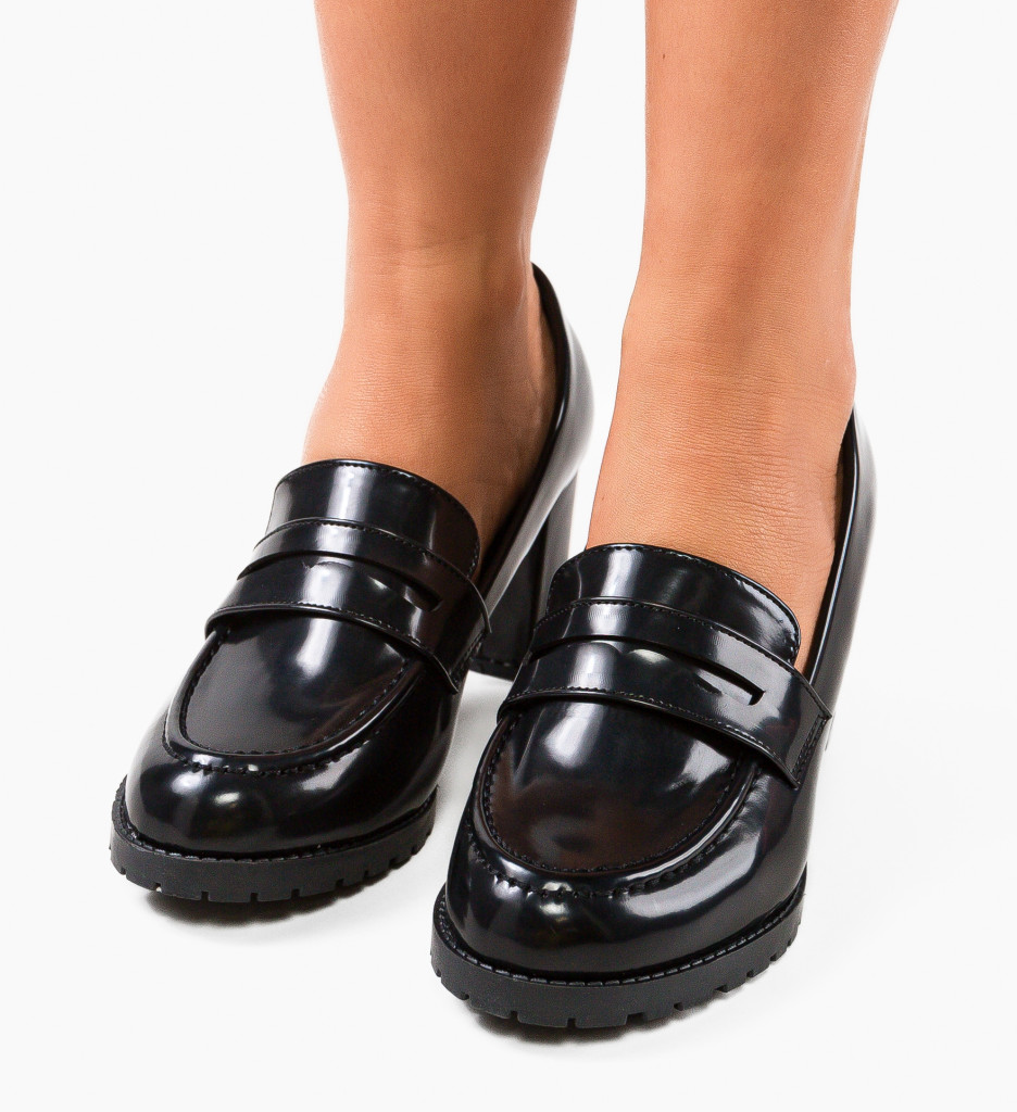 Pantofi Negri cu Toc Eleganți - Model Ingr - imagine 5