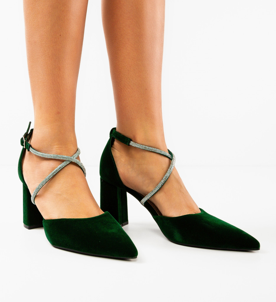 Pantofi dama Menelaos Verzi cu Toc Eleganți - imagine 2