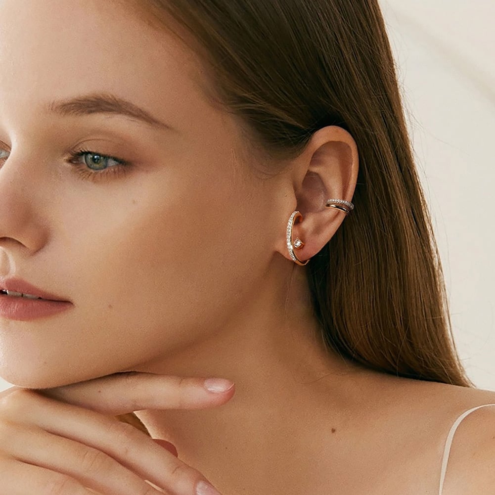 Cercei Delis Argint 925 Placati cu Aur - imagine 3