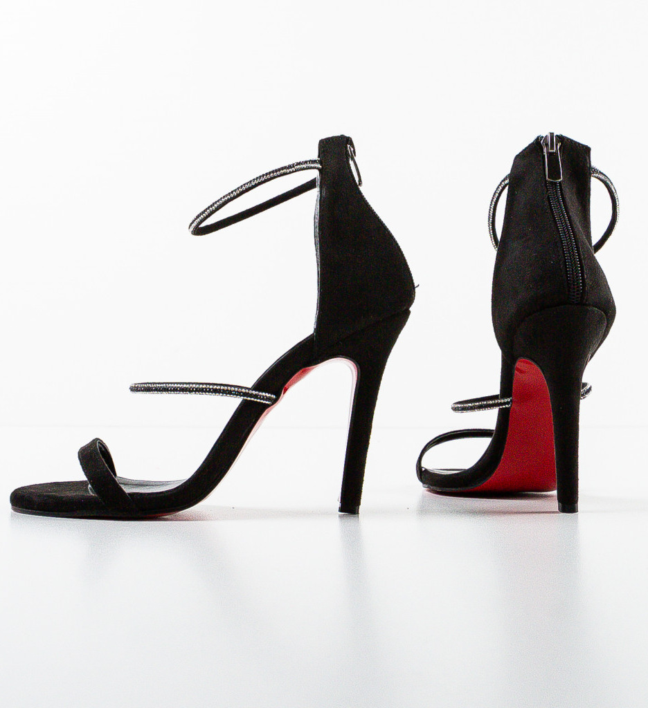 Sandale cu toc Cazak Negre Elegante - imagine 7