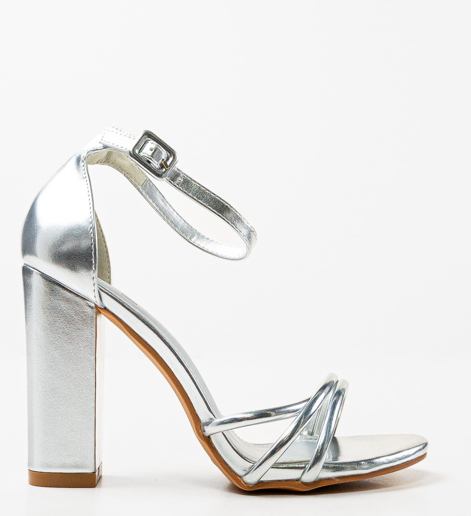 Sandale cu Toc Argintii Elegante - Stil Modern - imagine 4