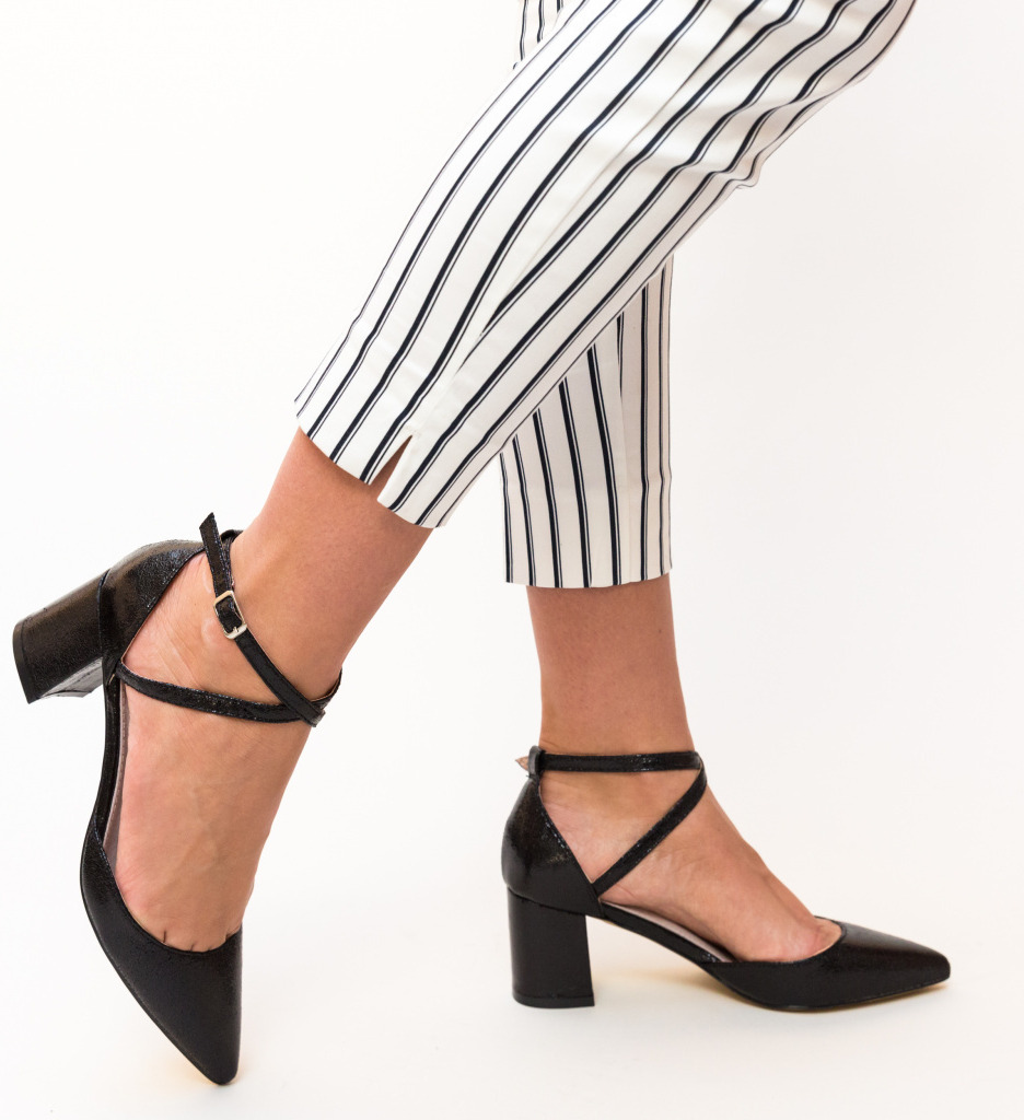 Pantofi Rello Negri eleganți cu toc - imagine 3