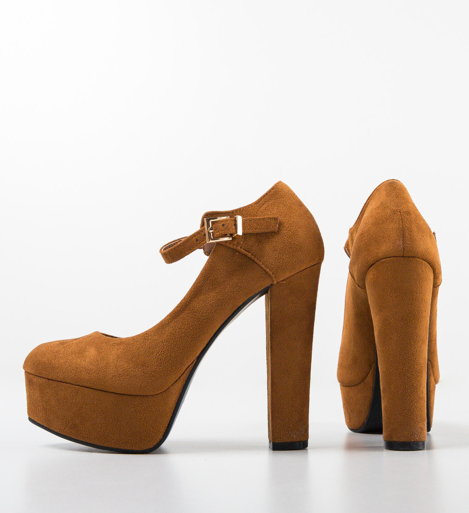 Pantofi Chung Camel cu Toc Elegant - imagine 7