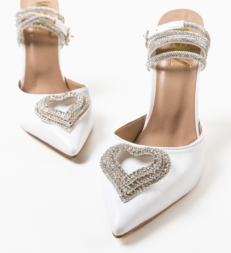 Pantofi cu Toc Albi Tabaga - Stil Feminin - imagine 6