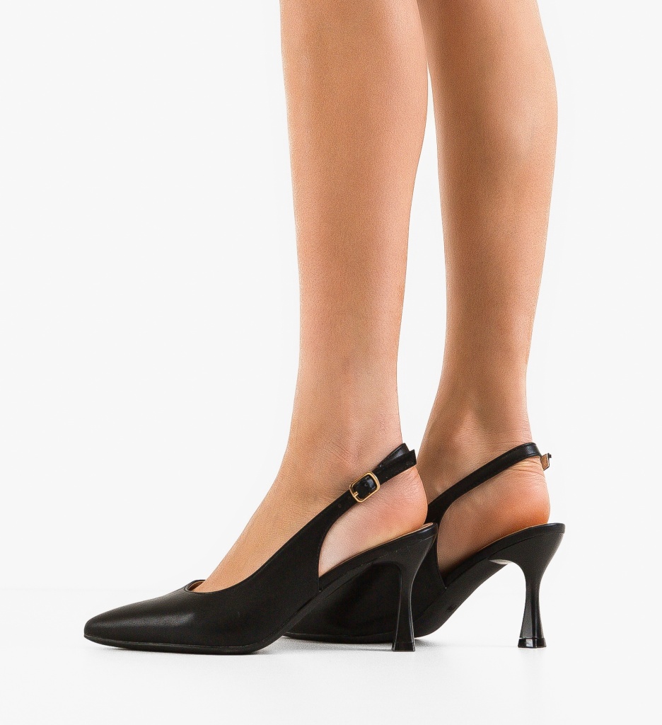 Pantofi Sanders Negri Eleganți cu Toc - imagine 3