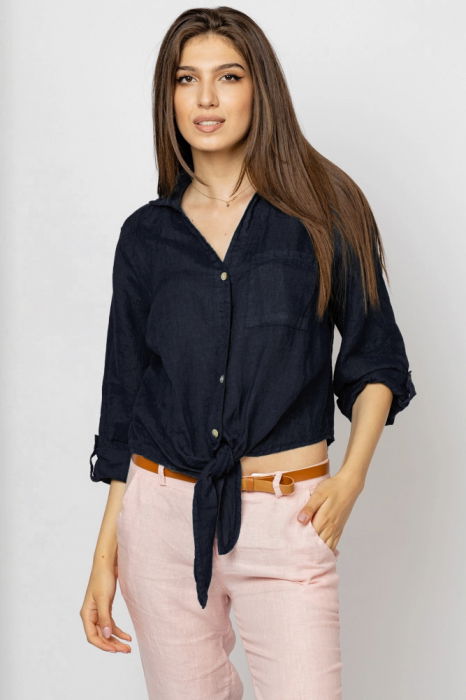 Cămașă In Bleumarin cu Nod | Shopika Stil