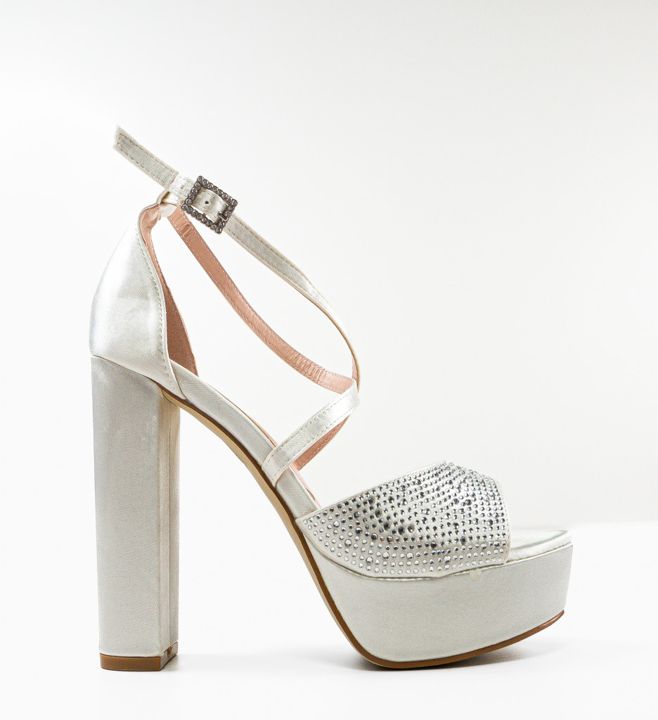 Sandale Parthen Albe cu Toc Elegante - imagine 5