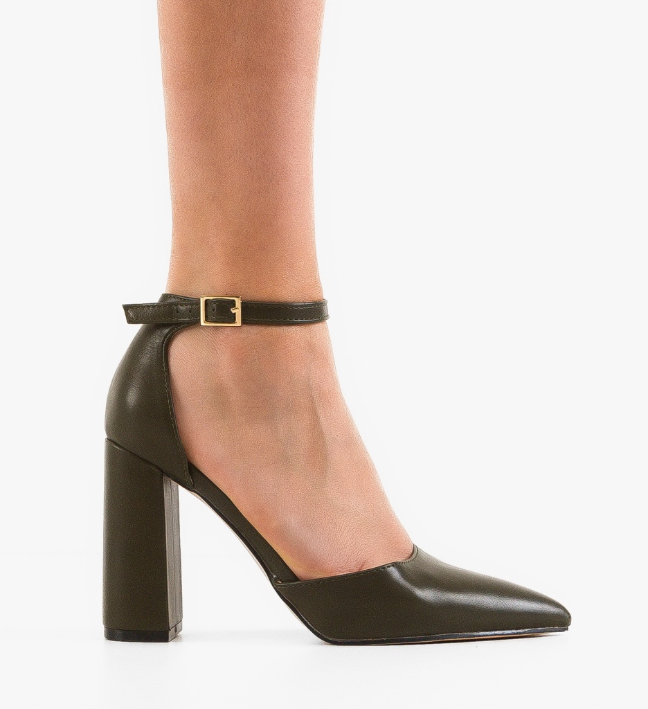 Pantofi Saira Verzi Eleganți cu Toc - imagine 6