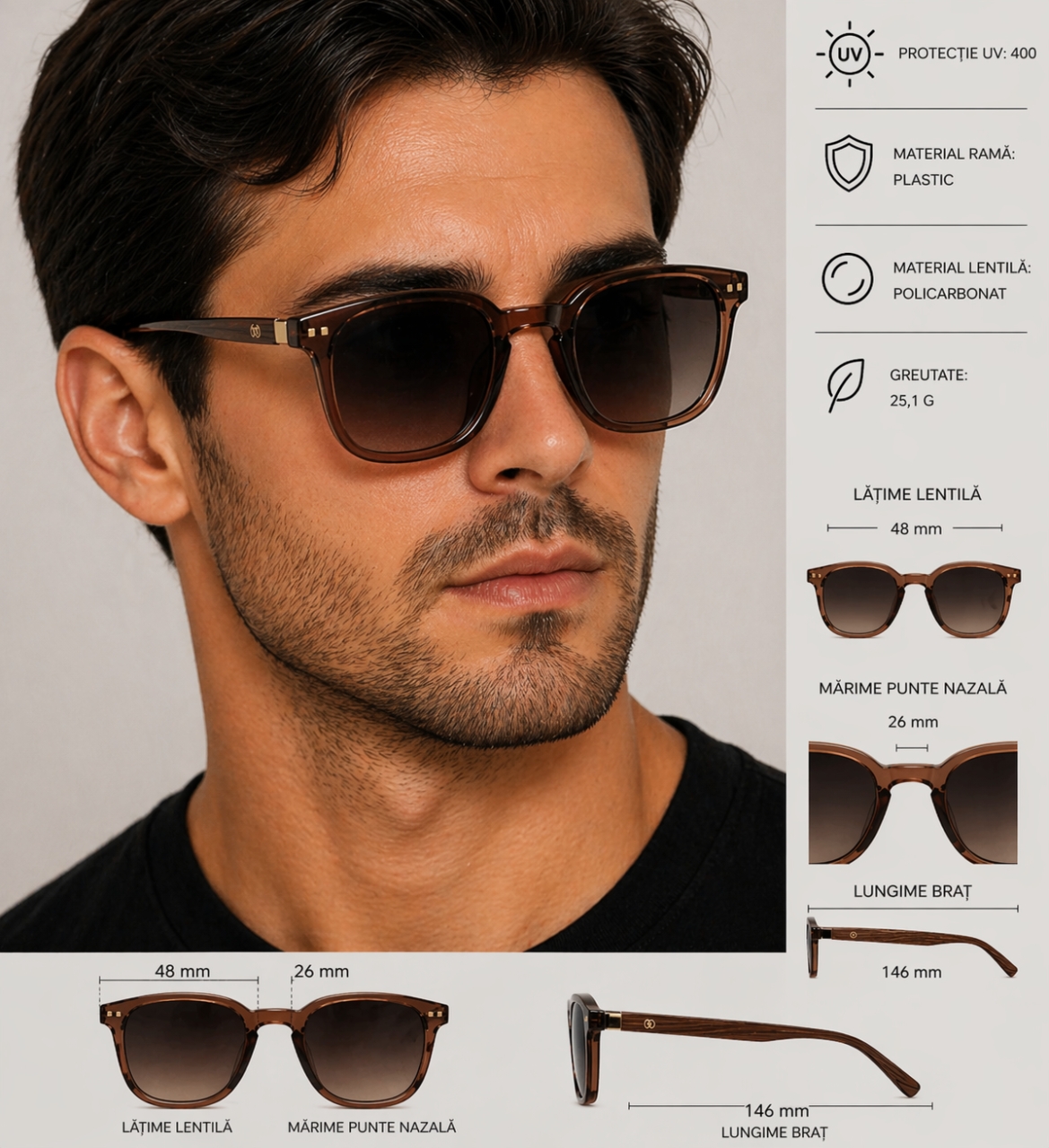 Ochelari de Soare Picadili SG123 Maro - imagine 3
