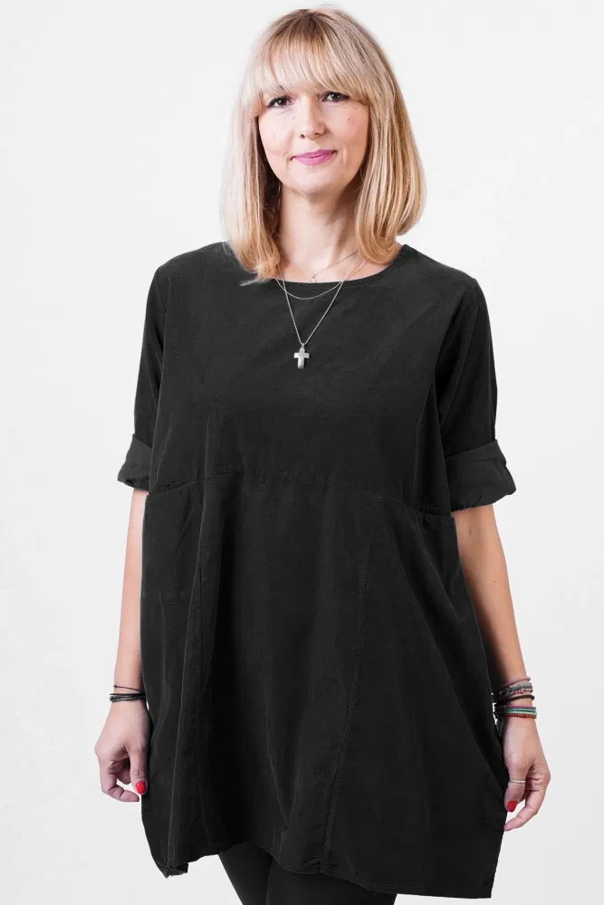 Rochie Catifea Oversize Neagră | Shopika