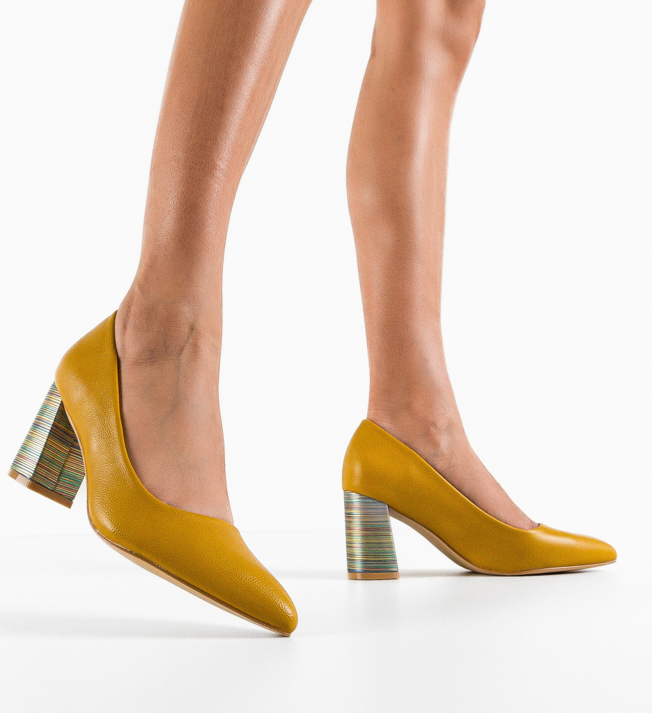 Pantofi Toc Tuka Galbeni - Eleganță și Stil - imagine 2