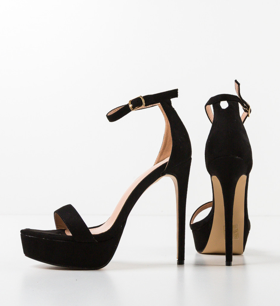 Sandale dama Alaram Negre cu toc elegant - imagine 6
