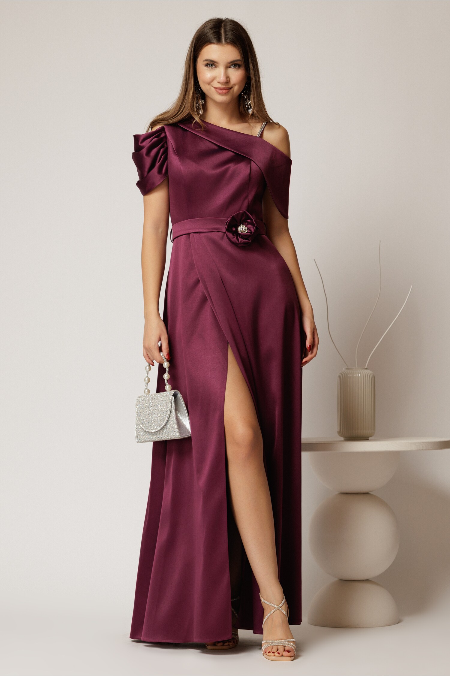 Rochie de Seară Mov Tafta Eleganta